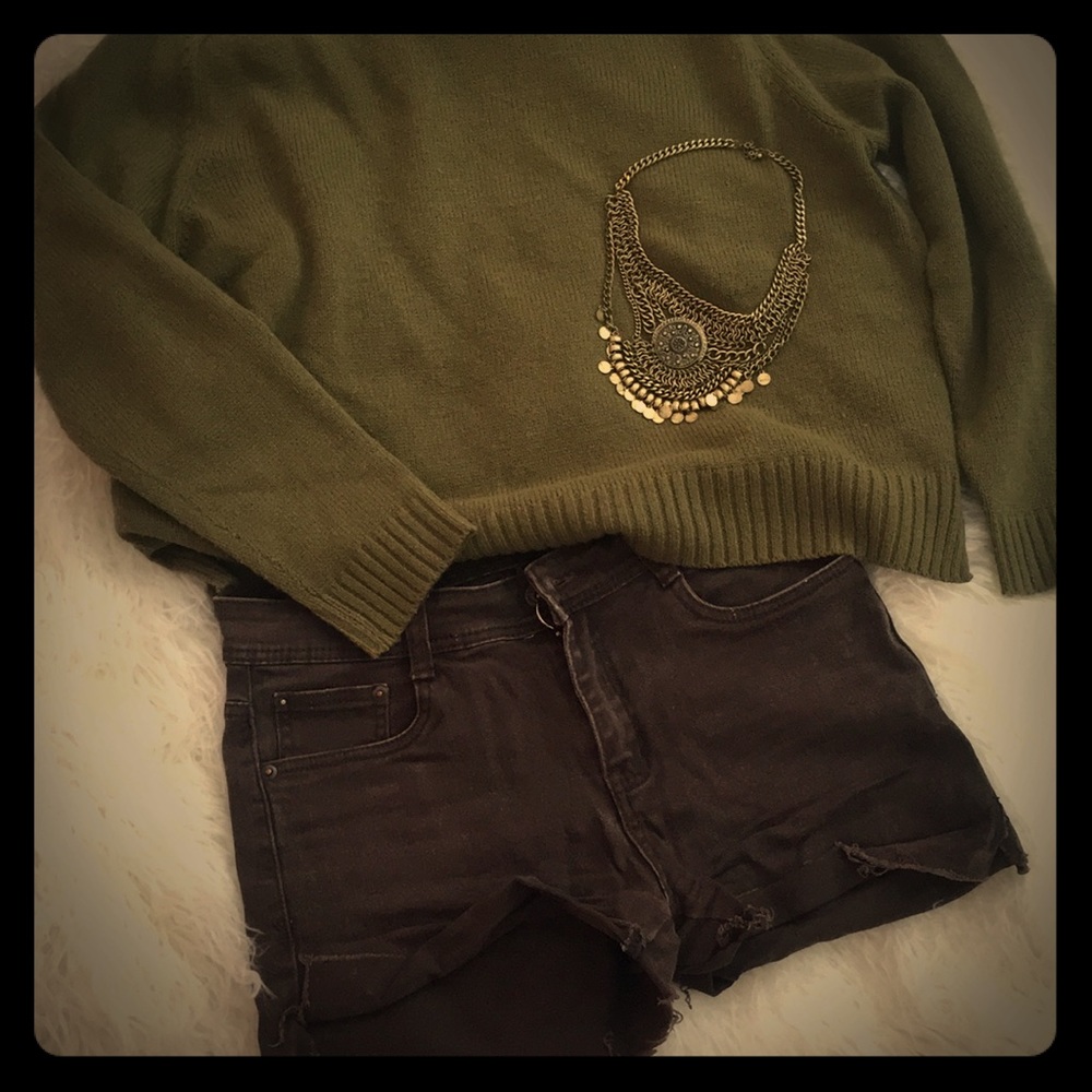Distressed brown cut off shorts